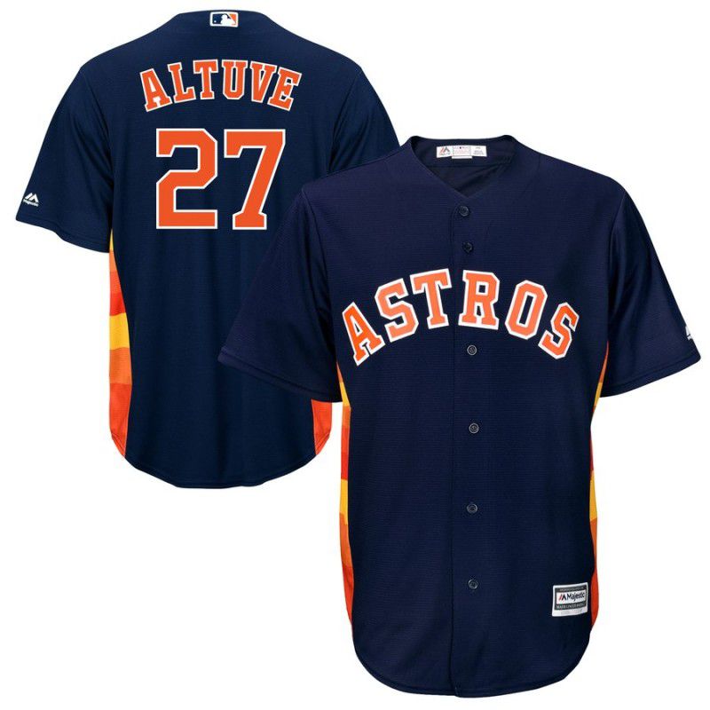 Men Houston Astros 27 Altuve Blue Game MLB Jersey